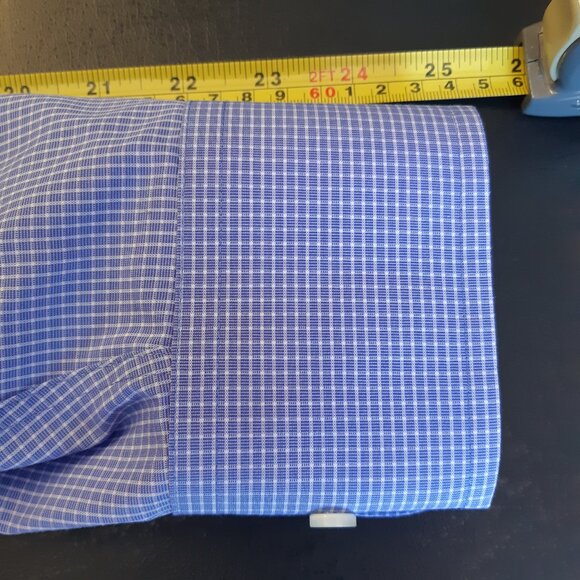 Tommy Hilfiger SZ 16 Reg Fit Blue & White Check Men's Button Up Shirt - Picture 9 of 10